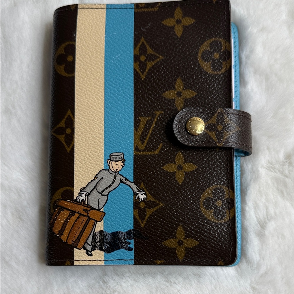 Elegant Brown and Blue Monogram Card Holder